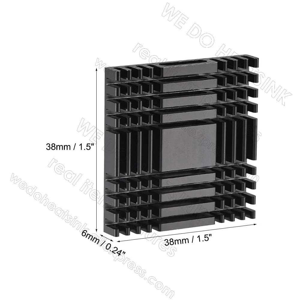 38x38x6mm Black Anodizing Heatsink for North Bridge South Bridge Chip Cooler With Pre Thermal Tape Assembly