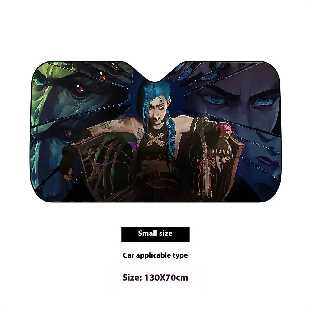 A-Arcane Jinx مظلة السيارات الزجاج الأمامي مضحك الشمس الظل طوي الأشعة فوق البنفسجية الشمس قناع حامي ظلة للنافذة الأمامية #6