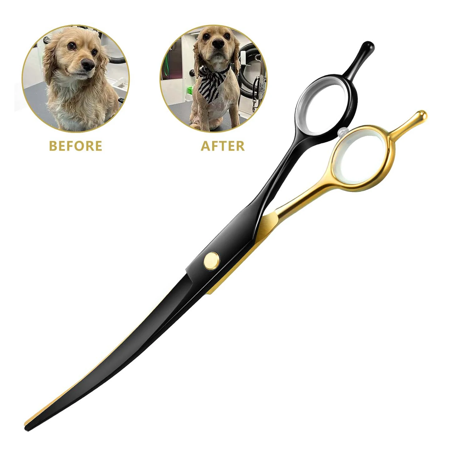 Professional Pet Grooming Scissors - Ergonomic Curved Design for Precise, Smooth Cutting - Salon-Grade Hair Shears