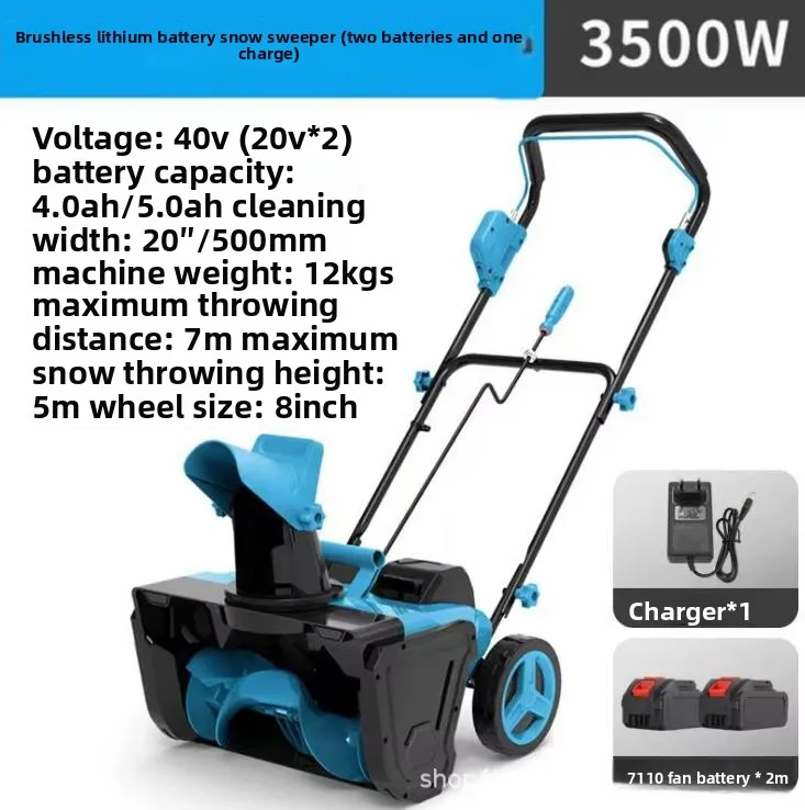 Cordless Lithium Battery Snow Thrower, Hand Push Portable Snow Blower for Road & Yard Snow Removal