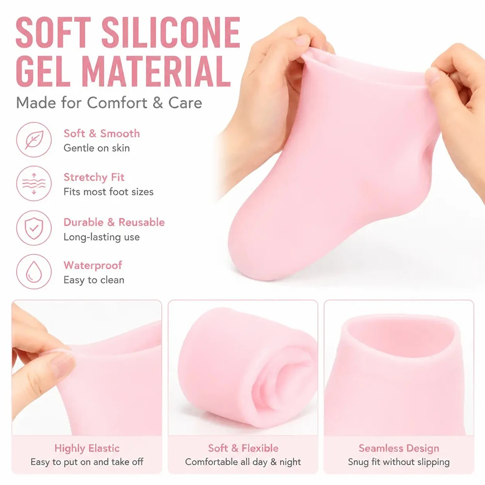 1/2/3pair Silicone Moisturizing Socks Exfoliating Gel Heel Socks Callus Cracked Dead Skin Remove Protector Pain Relief Foot Care