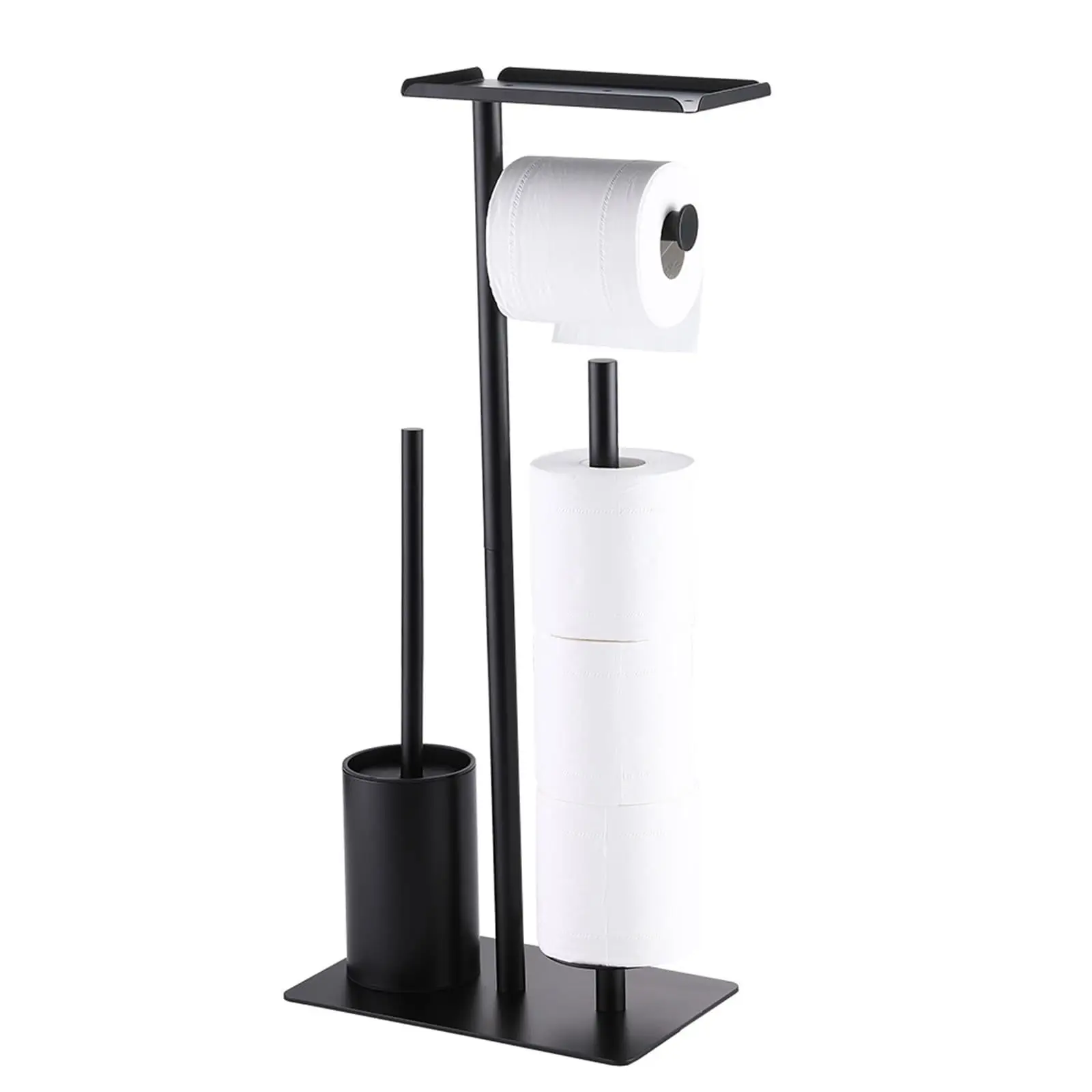 Rangement à Papier Toilette 12 Rouleaux - Boîte En Tissu Oxford Et Bambou - Avec Barre De Support - Noir 45x15x35cm