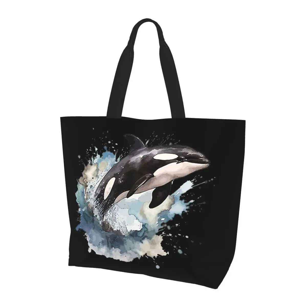 

Orca Aquatic Sea Ocean Top Tees Killer Whale Shopping Tote Bag Холст Большая вместительная сумка на плечо Shopper Продуктовая сумка Женская