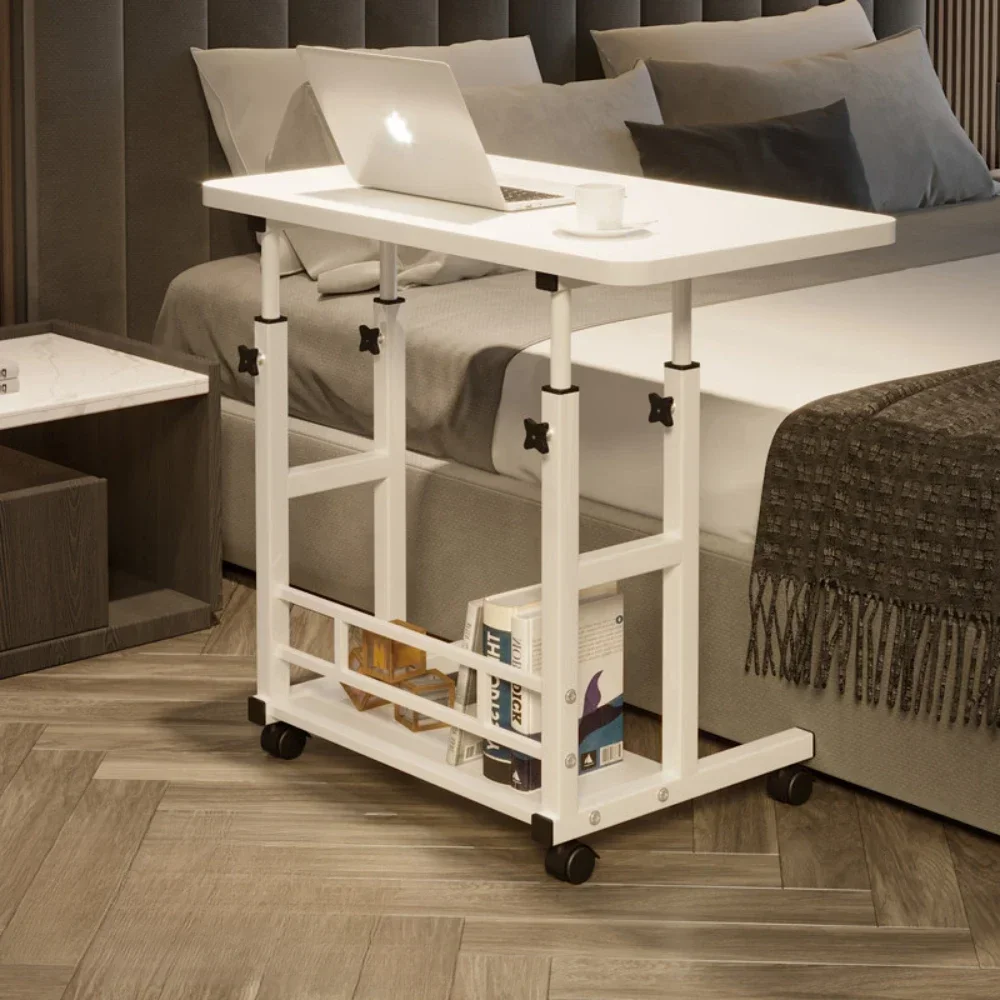 Simple Adjustable Laptop Desk with Wheels Movable Bedside Computer Table Lift Computer Desk Bedroom Office Portable Study Table