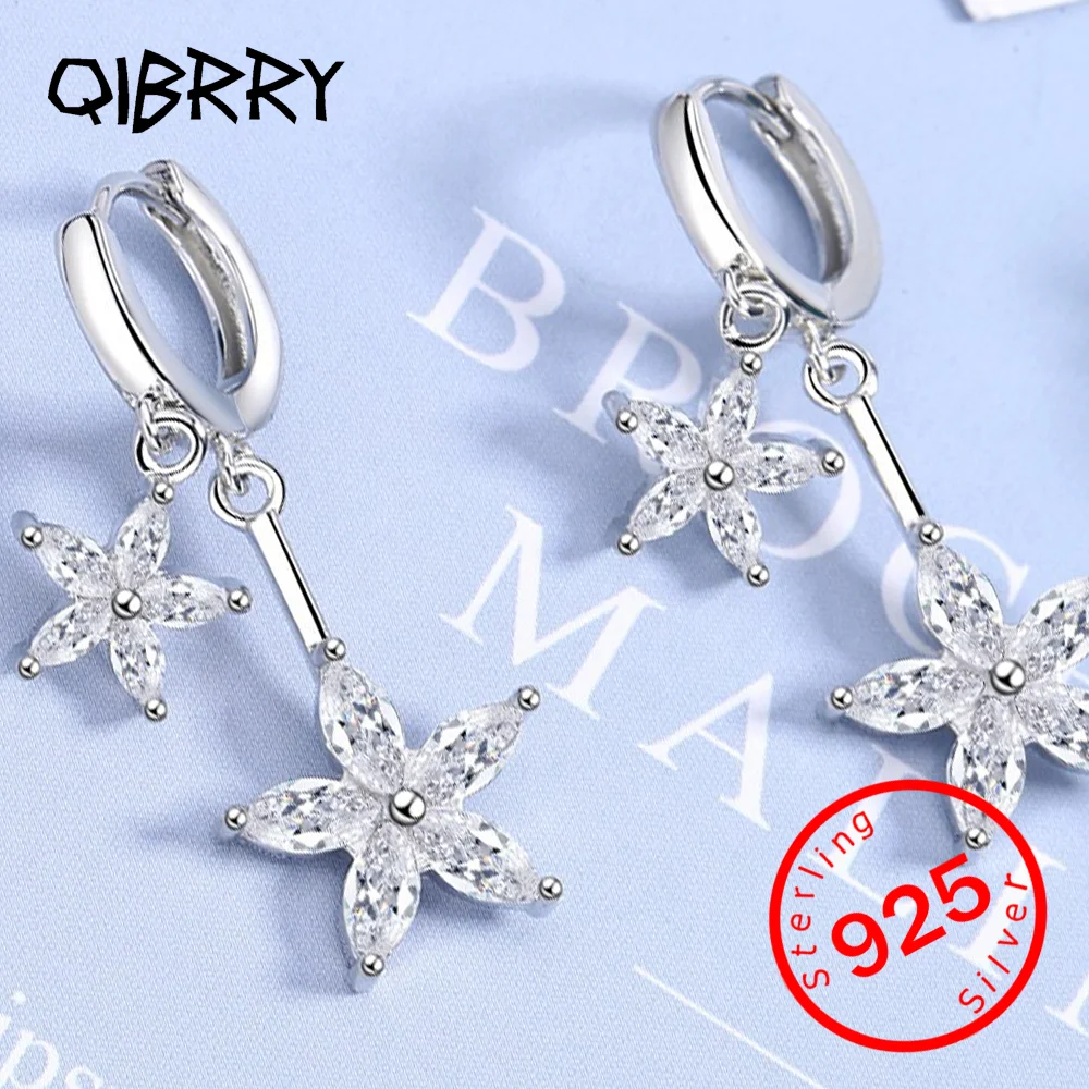 

Fashion Tassel Earrings Stamp 925 Sterling Silver Flower Charm Stud Earring For Women Girls Wedding Party New Jewelry