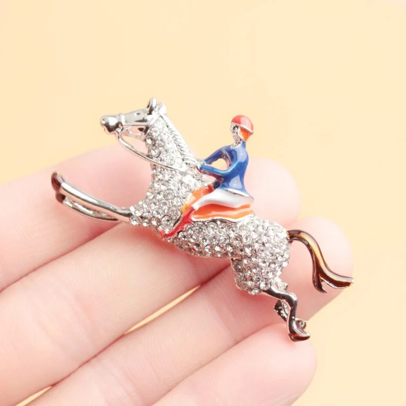 Elegant Temperament Cute Horse Riding Little Man Brooch Unisex Jewelry Fashion Pin Gift