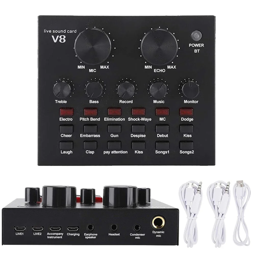 Professional Cross-border Hot Style V8 Soundcard Broadcast Equipment Suit Computer Phone Trill Game Host Special Microphone