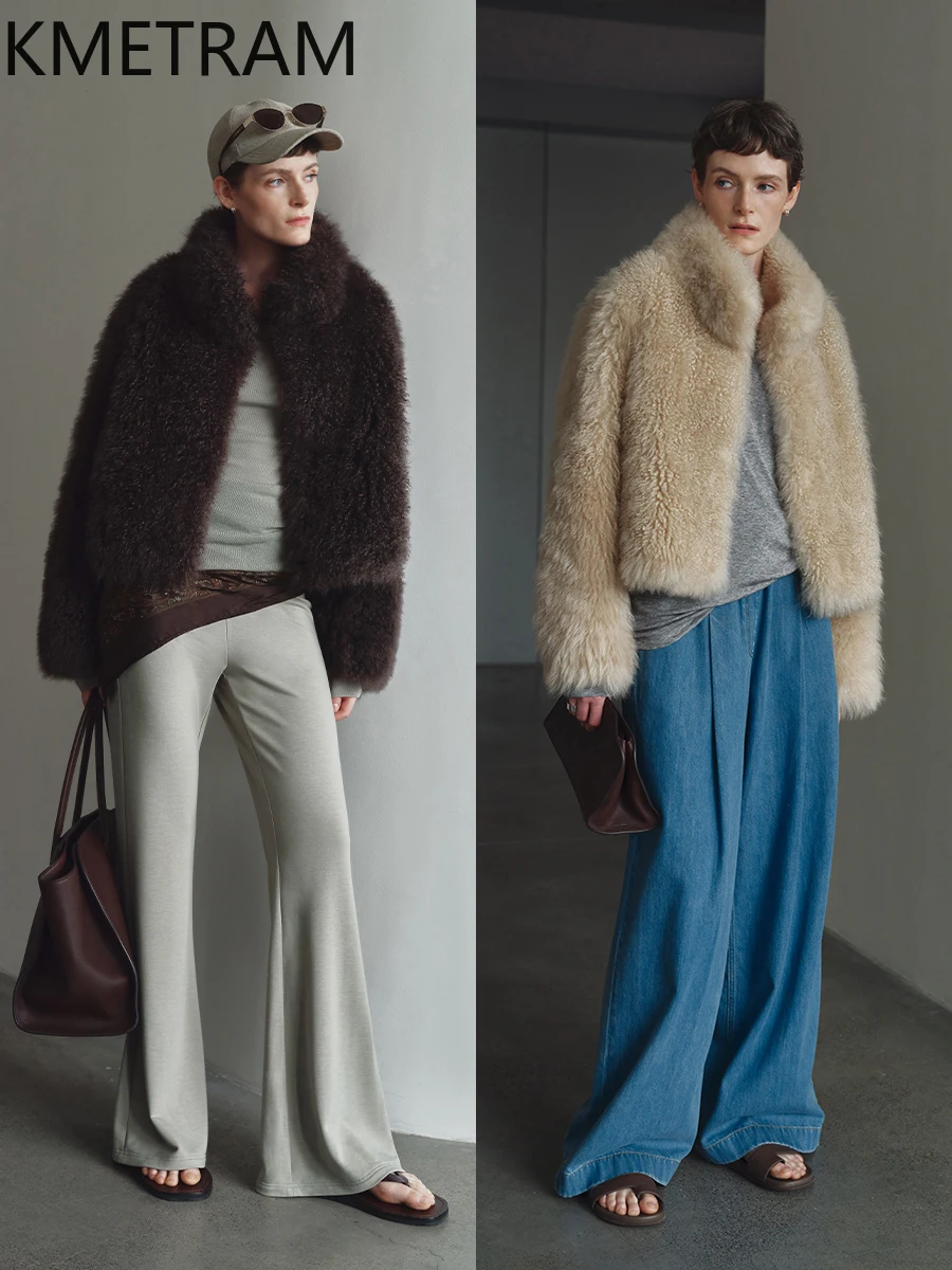 100% 캐시미어 염소 가죽 양면 모피 자켓 여성 스탠드 칼라 리얼 모피 코트 겨울 의류 모피 자켓 2025 шуба женская