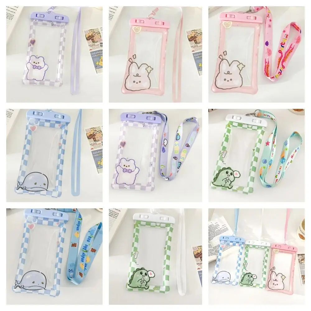 Cartoon Waterproof Phone Case Rabbit Bear Mobile Phone Waterproof Bag Transparent Phone Hanging Bag Mobile Phone Pouch Diving