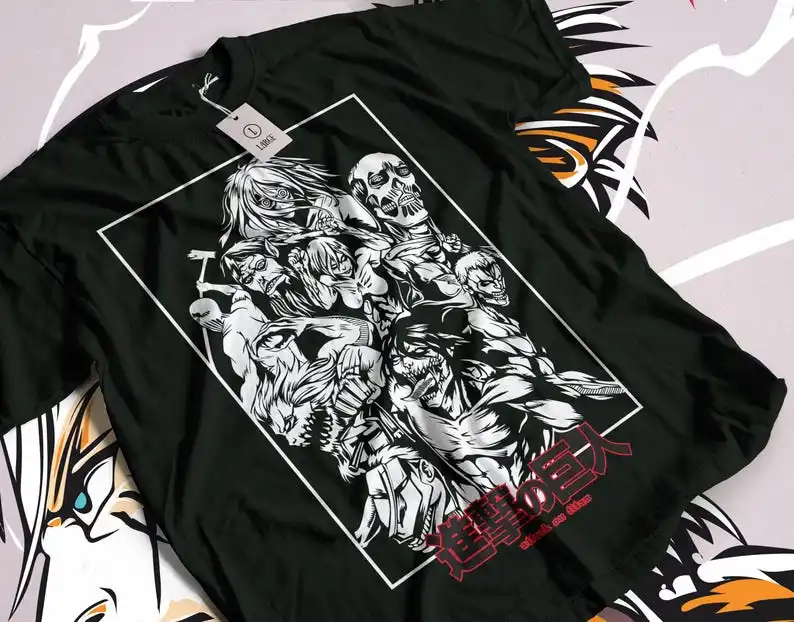 TITANS AOT Attack On Titan Japanese Manga Merch T-Shirt Anime Unisex Tee