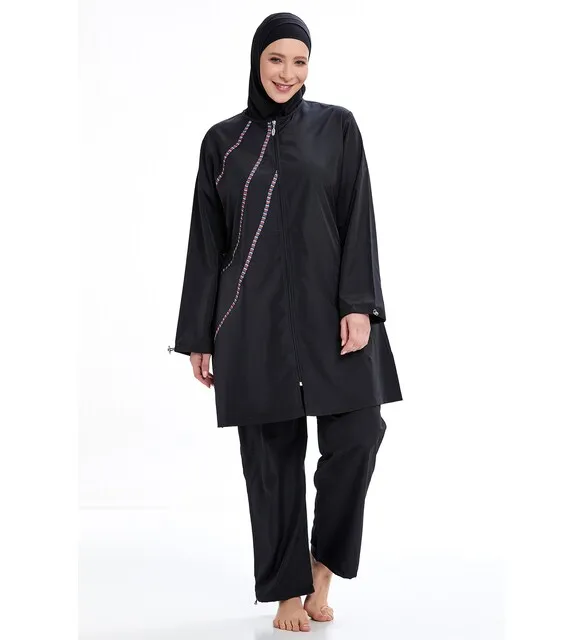 Adasea black outsize full closed hijab swimsuit