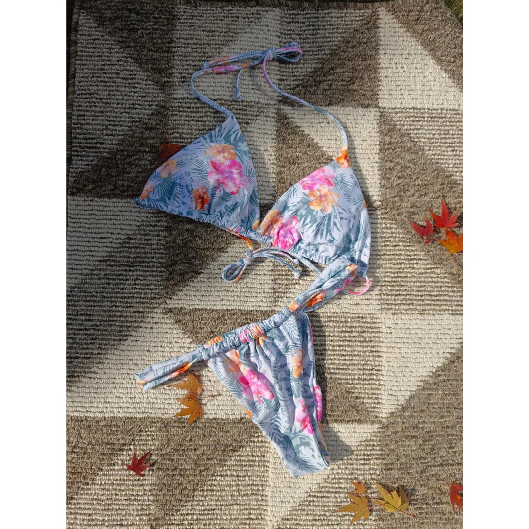 XS - XL, Bikini mit Blumenmuster, Damen-Badeanzug, zweiteiliges Bikini-Set, Damen-Badebekleidung, gepolsterter Badeanzug, Badeanzug, Modell V6530. – Detail 23