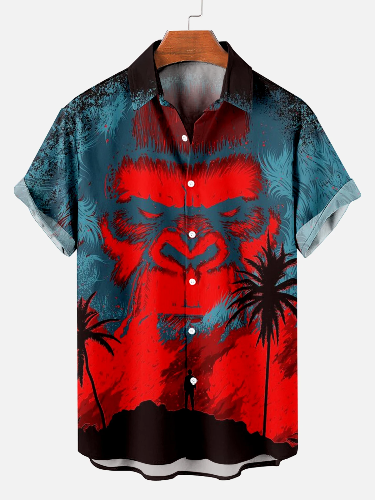 Vintage Men's shirts Hawaiian Gorilla Monster 3D Print Men's Summer Loose Beach Oversize Short-sleeved Top Men's Shirts For boy