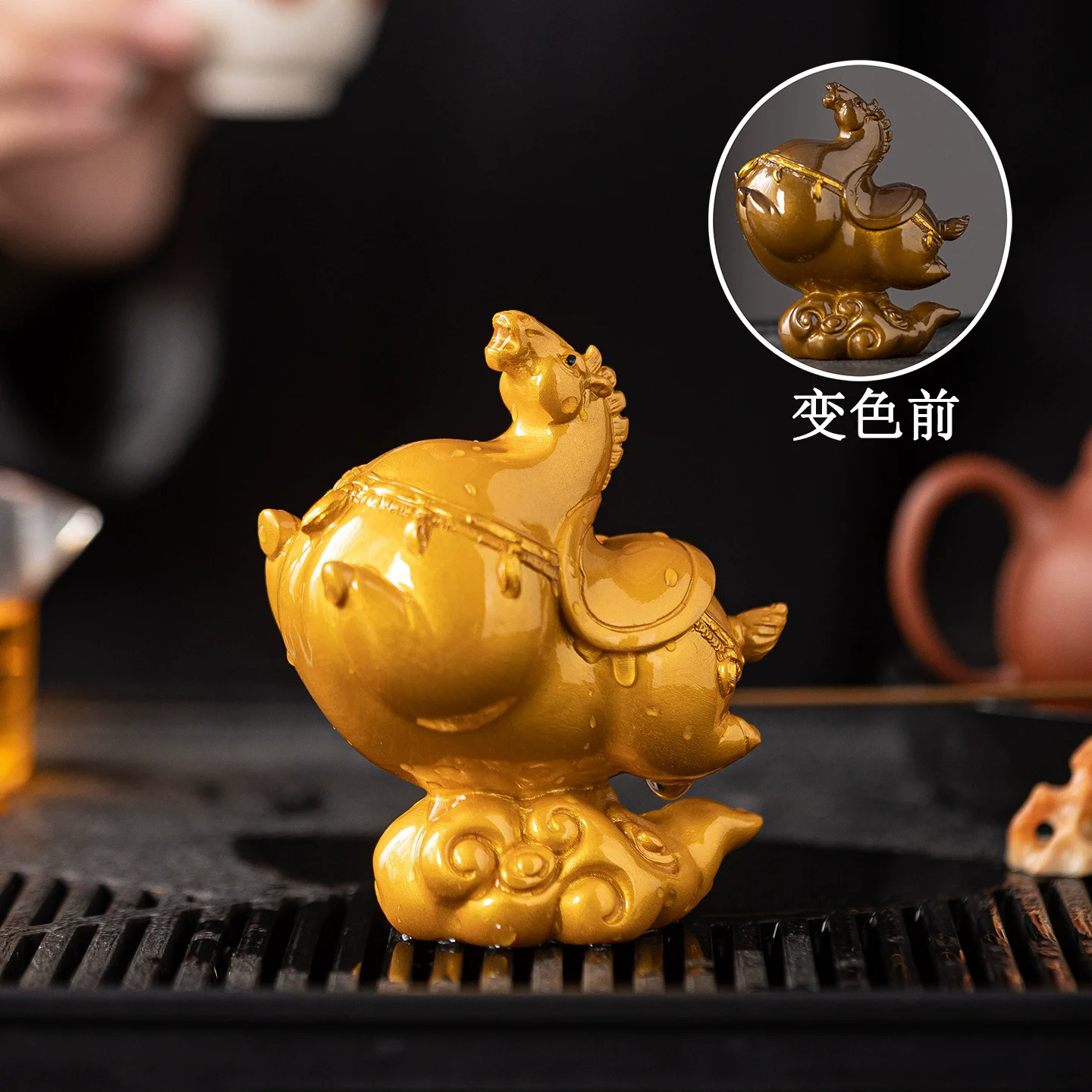 2025 New Color Changing Tang Horse Tea Pet, Chinese Zodiac Horse Animal Ornament, Raisable Ceramic Decor for Tea Table