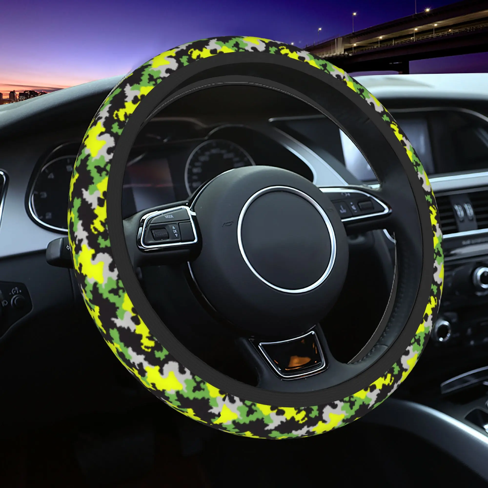 Camo Camouflage Car Steering Wheel Cover 37-38 Elastic  Steering Wheel Protective Cover Colorful Car Accessories - view 2