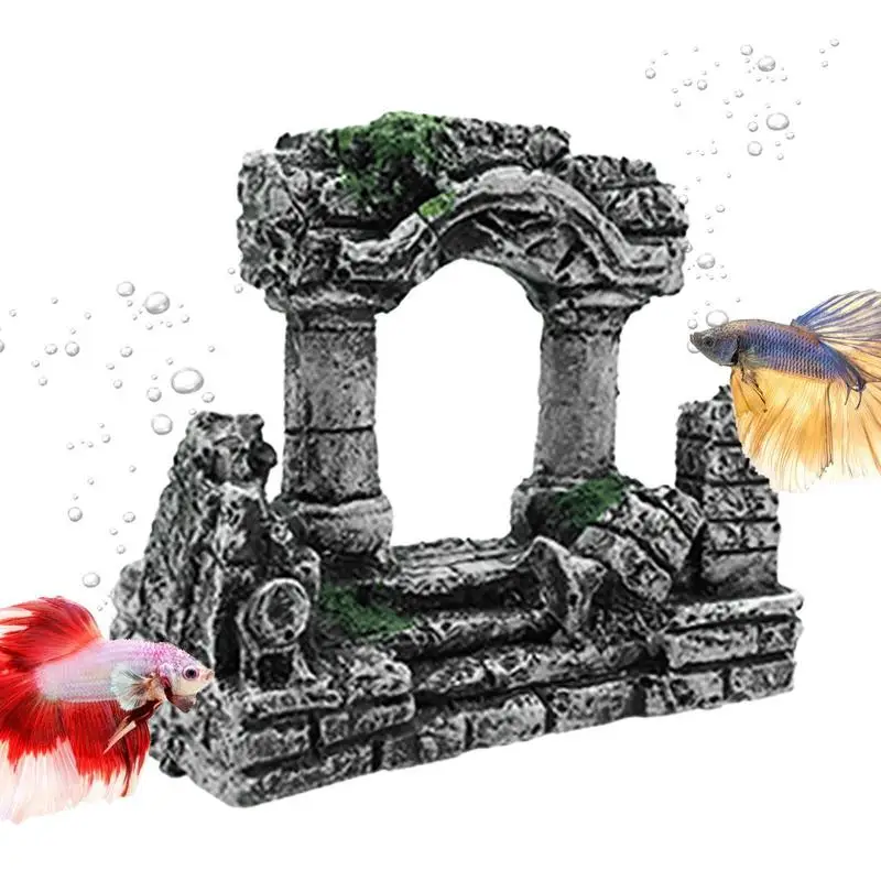 Aquarium Decoration Rock Caves Resin Roman Column Aquarium Decorations Fish Tank Rock Ruins Plants Decor Aquarium Decoration