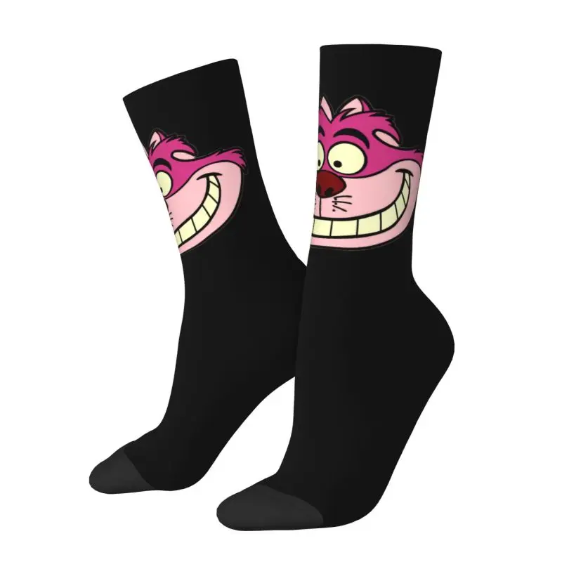 Customized Cheshire Cat Men Women Crew Socks Unisex Cute Animal Alice In Wonderland Spring Summer Autumn Winter Dress Socks