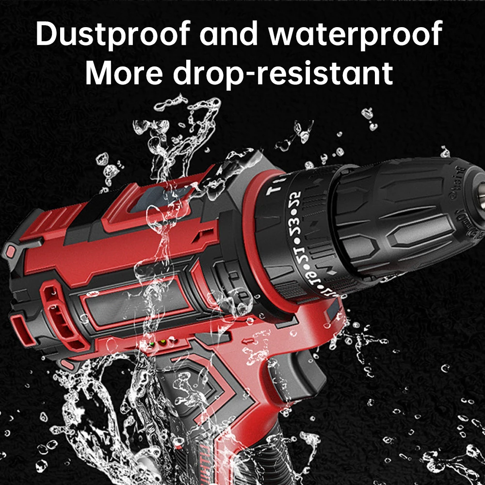 Hand Electric Drill Electric Cordless Screwdriver Impact Drill Multifunctional Household Lithium Battery Charging Drill Tool