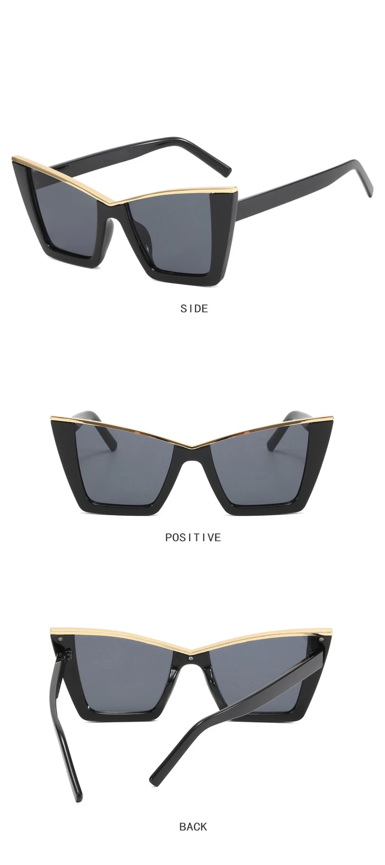 Neue Mode übergroße Cat Eye Sonnenbrille Farbverlauf Farbe Luxus Brillen Designer Schmetterling halben Metallrahmen Damen Sonnenbrille – Detail 7