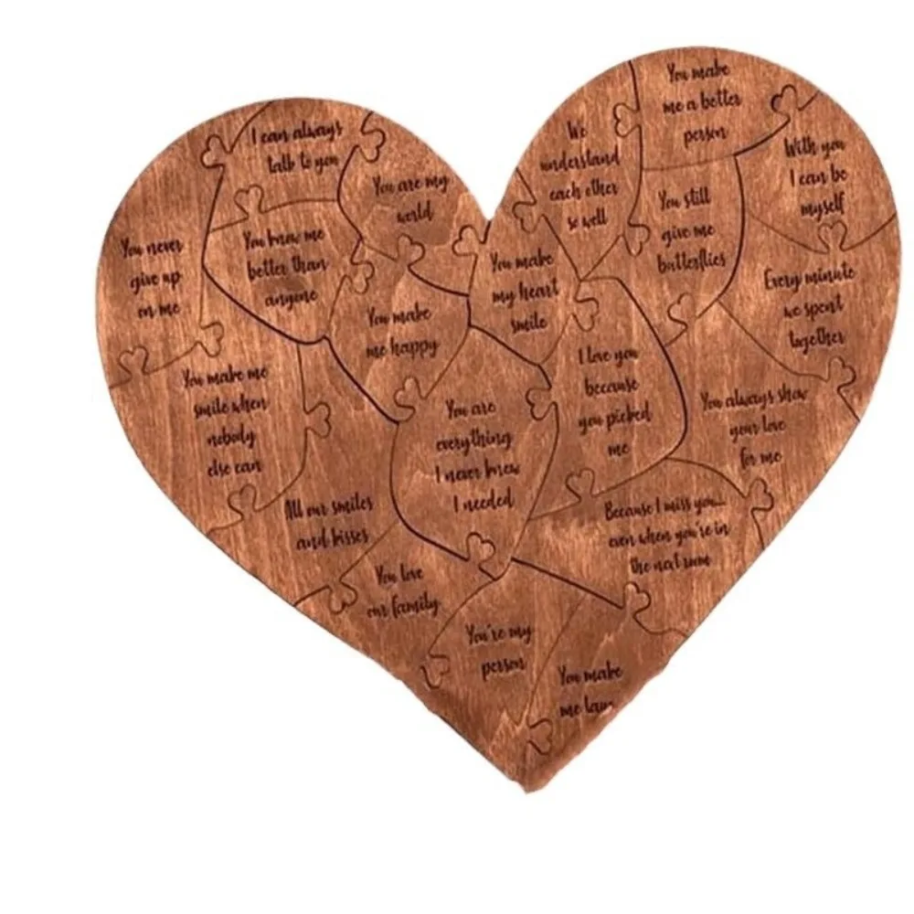 Wooden 20 Reasons Why I Love You Heart Shape Anniversary Valentines Day Puzzle Romantic Couple Love Puzzle For Him and Her