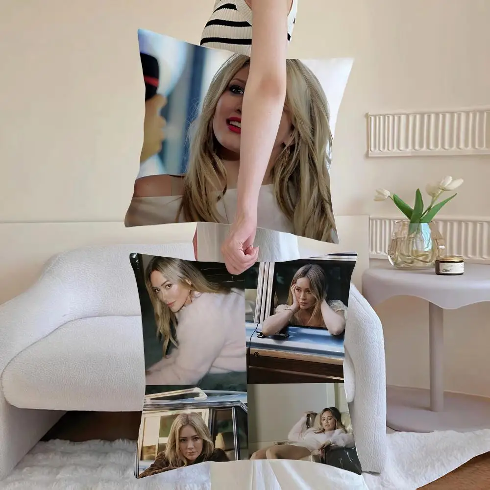 H-hilary Duff funky Cushion Cover Iceland Washable Linen comfort for Daily Sofa Bed Home Room Decor