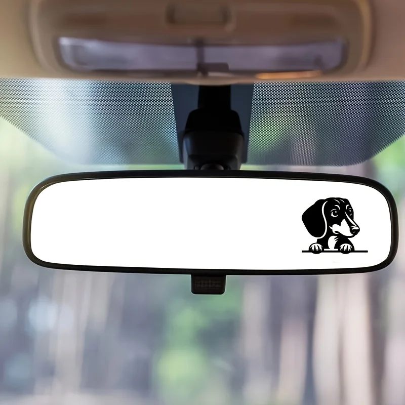 2 Stück Niedliche Dackel Wasserdichte Vinyl-Aufkleber Liebliche Hunde-Sticker für Auto-Rückspiegel Fenster Tasse Glas DIY Deko-Zubehör