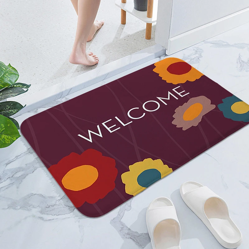 

Bathroom Rug A-Welcomes Aesthetic Carpet for Kitchen Floor Mats Front Door Mat Carpets for Living Room Room Decorating Items