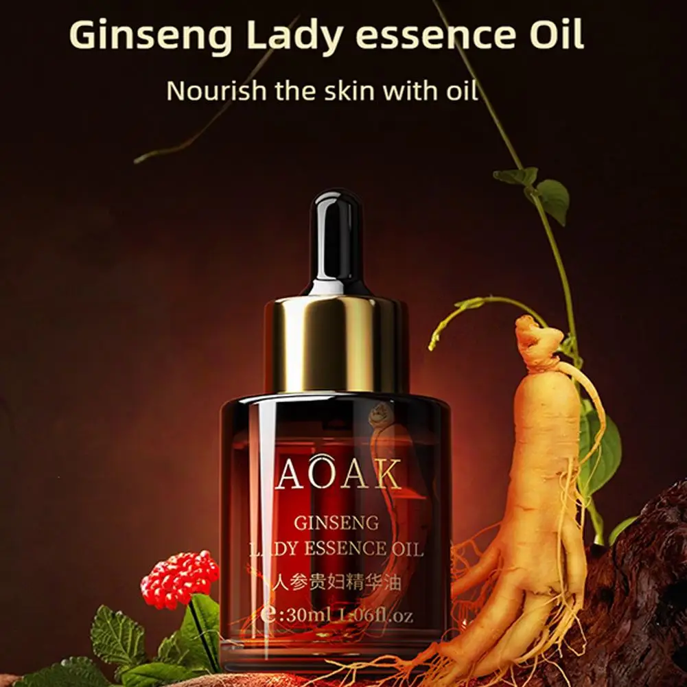 30ml Ginseng/Rose Essential Oil Lifting Tightening Nourishing Essence Facial Wrinkle Resistant Spots Moisturizing Color Red W5G2