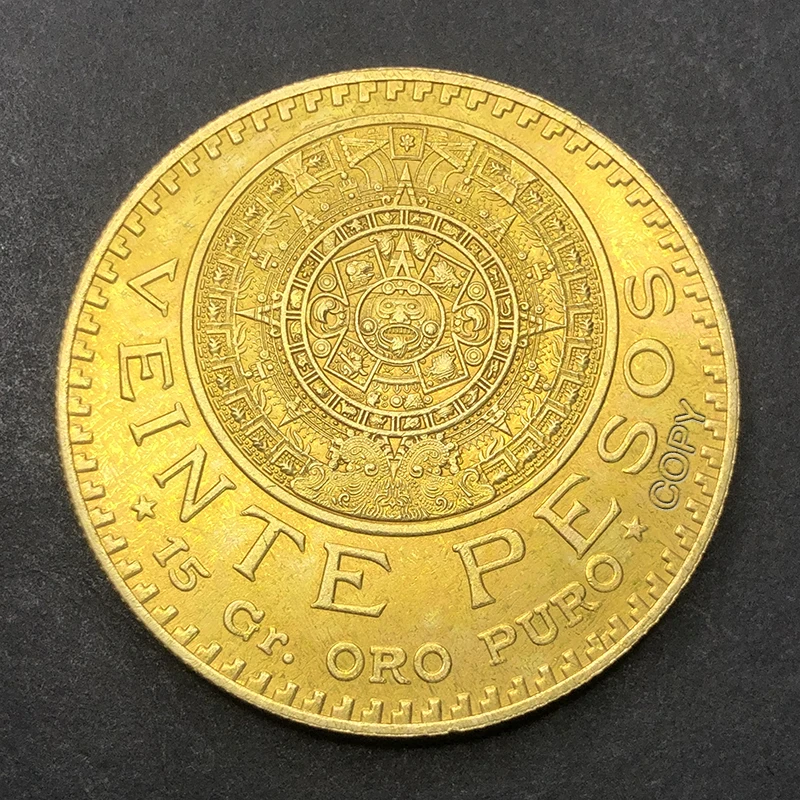 1959 Mexican 36.8mm Maya 20 pesos Gold Commemorative Coin Eagle bites snake old money original collection medal decoration gift