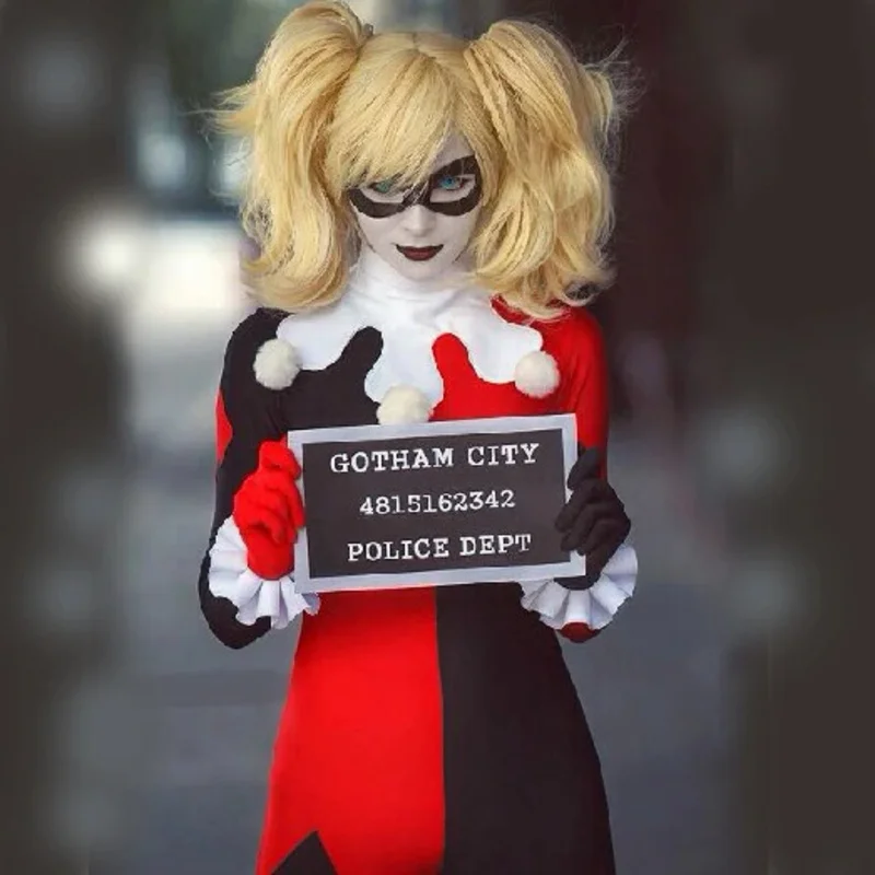 Disfraz clásico de Harleyquinn para adultos, disfraz de fantasía para Halloween, para mujer