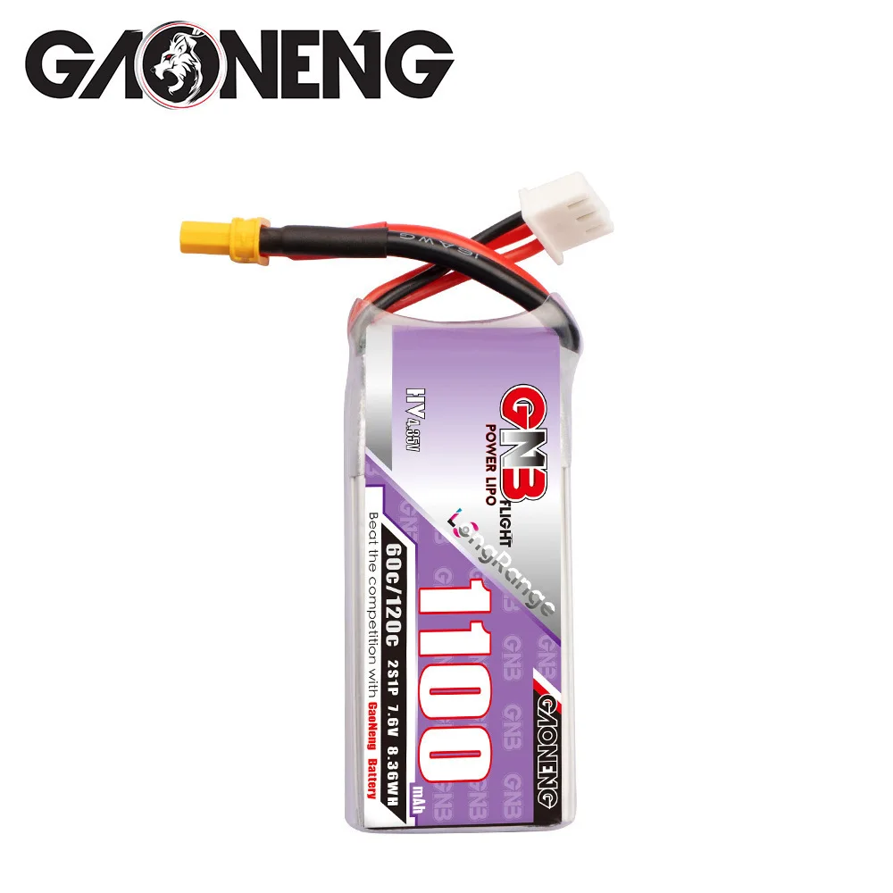 GNB-充電式リポバッテリー,7.6v,1100mah,60c,120c,hv,ヘリコプター,クワッドコプター,fpvレーシングUAV,rc部品,7.6v