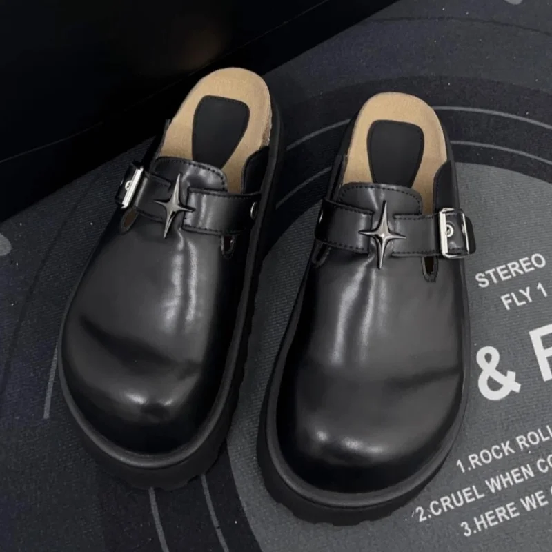 Chunky Heel Platform Women Mules Shoes Fashion Metal Decoration Belt Buckel All Match Casual Slippers Outdoor Lady Beach Shoes view 5