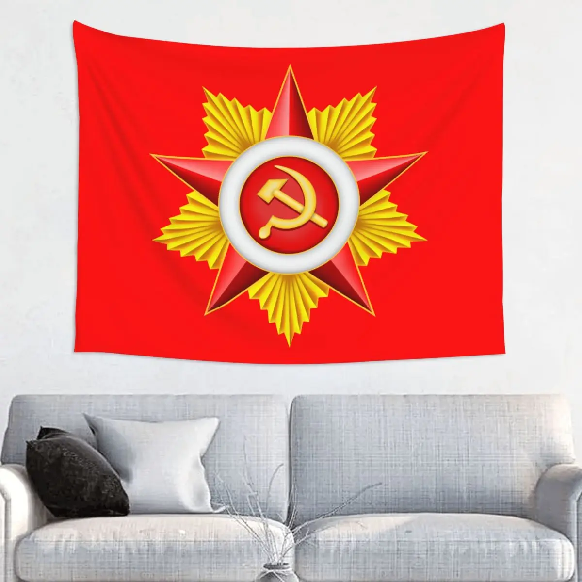 Tapices con símbolo de la Unión Soviética de Srar rojo para dormitorio, tapiz colgante de pared Hippie, Bandera soviética rusa CCCP URSS, decoración del hogar