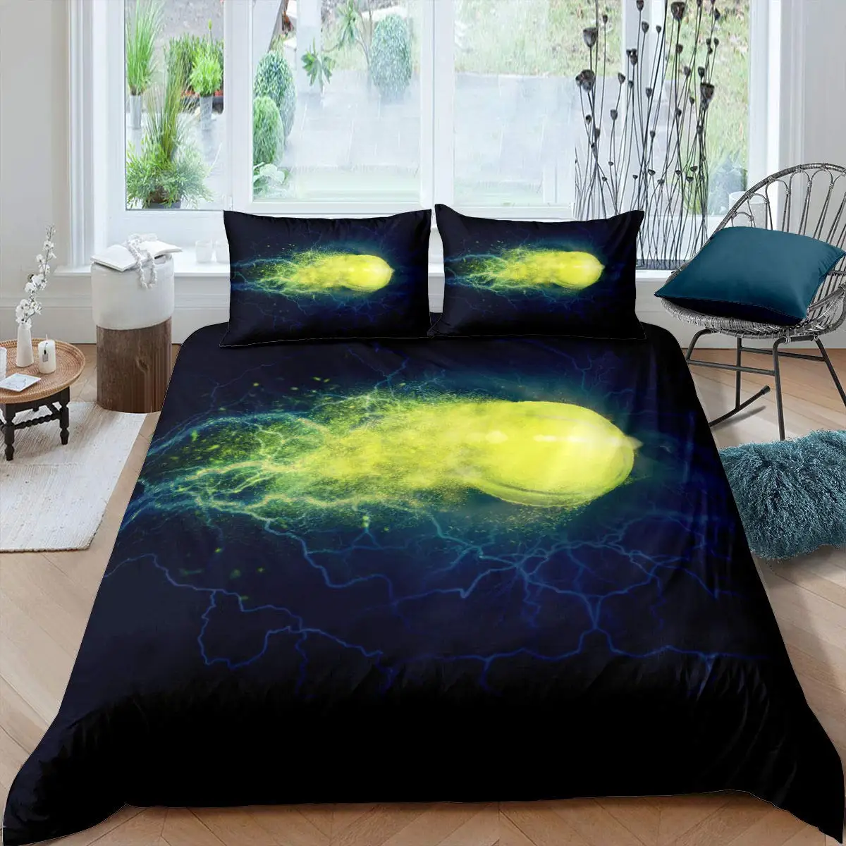 Tennis Ball Duvet Cover Set Sports Game Themed Bedding Set Twin Size for Kids Teens Adult Tennis Racket Ball Comforter Cover