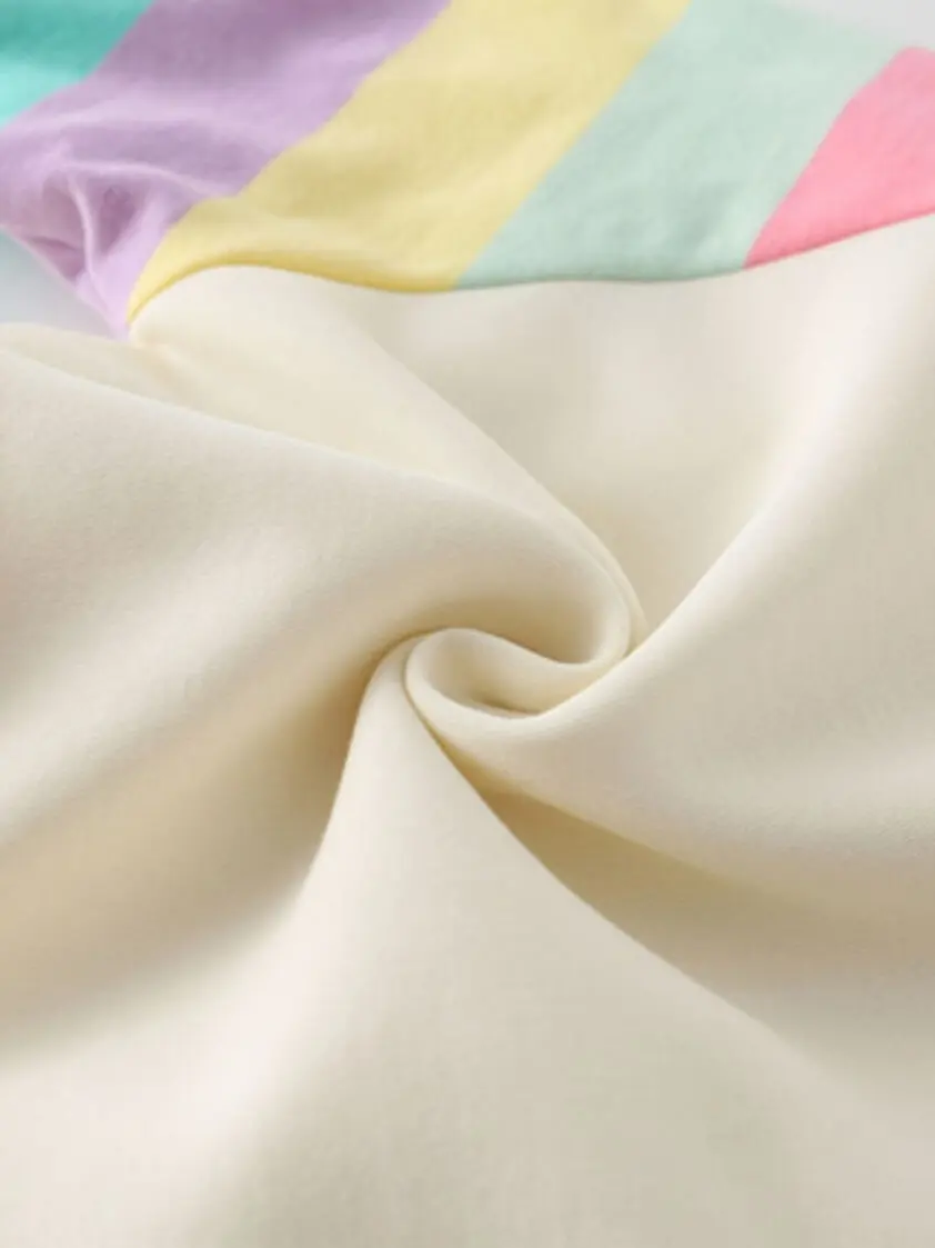Niedliches Stern-Ornament-Outfit für Babymädchen, Regenbogenfarbenes Sweatshirt mit Farbblock-Ärmeln + lockere Jogginghose, 2-teiliges Set, Freizeitkleidung für Neugeborene und Kleinkinder – Detail 3