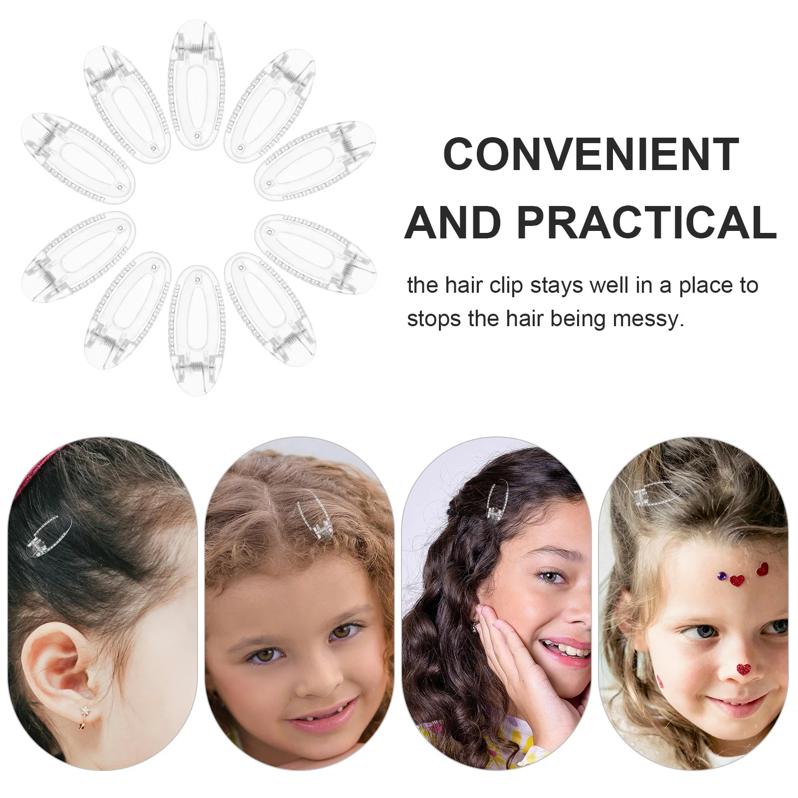 20 grampos de cabelo ovais transparentes dos pces 4cm seguro antiderrapante duckbill snap clips para acessórios de moda