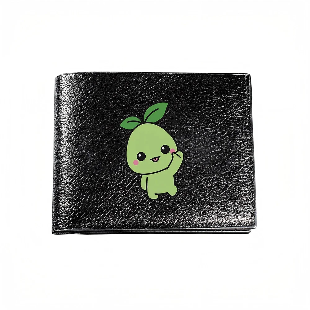Cute Green Fruit Character Design Men's Wallet Card Holder Casual Business Fashion Print Style