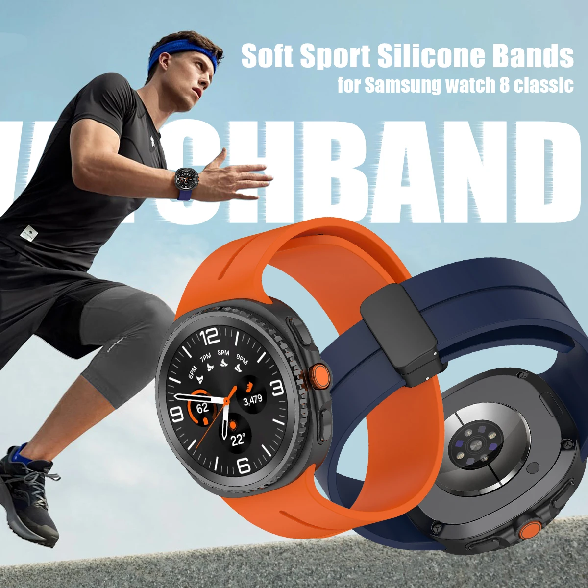 Tali Silikon untuk Jam Tangan Samsung Galaxy 8 44Mm 40Mm Gelang Magnet Olahraga untuk Jam Tangan Samsung 8 Aksesori Klasik 46Mm