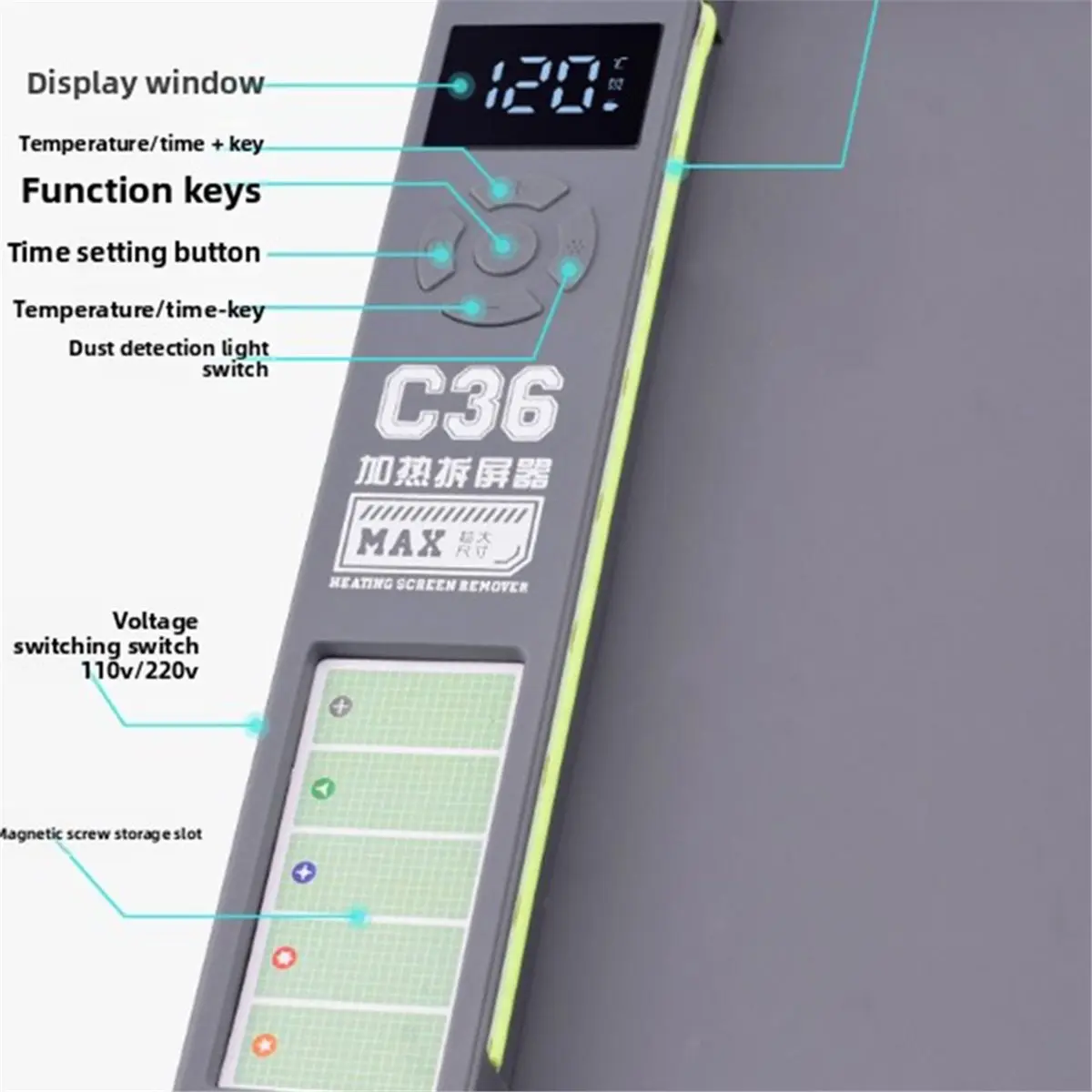 【50% OFF】Digital Heating Screen Remover 300W Fast Heating Separator Temp Control with Detection Light for Phone Repair EU Plug
