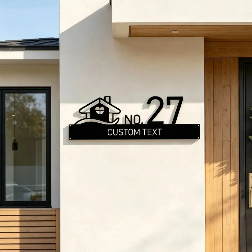 1pc Durable Modern Custom Inn Number Metal Plaque Engraved Personalized Address Decor Easy Mount Indoor Outdoor Cabin Apartment