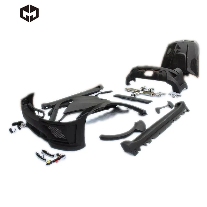 Fiberglass Front Rear Bumpers Side Skirts Fenders Spoiler Trunk Wing  LED Light Exhaust Haman Style Body Kit for BMW X5 E70