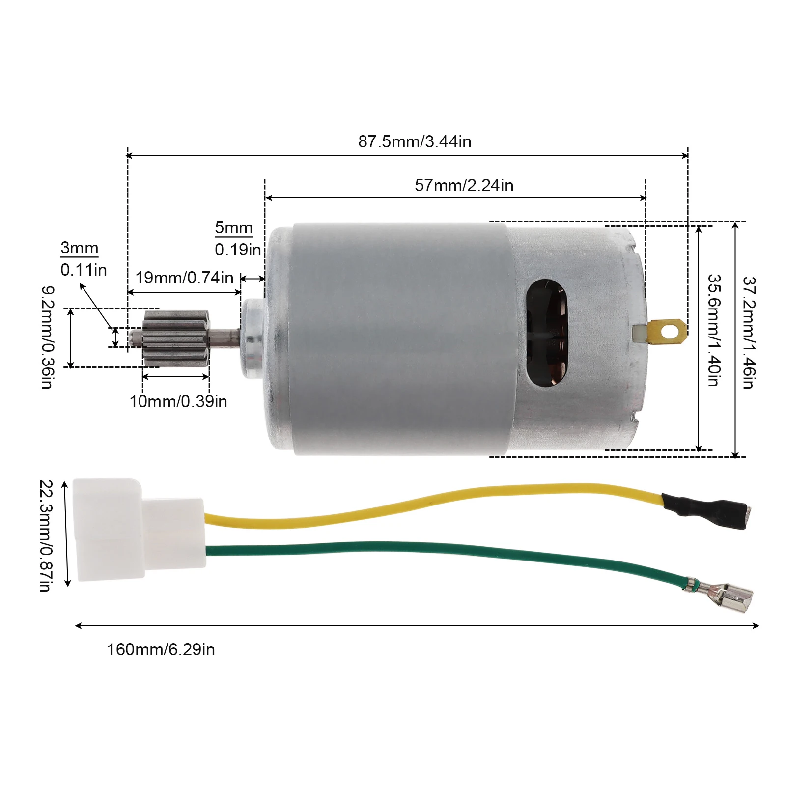 RS550 10 Teeth DC Motor Kids Ride On Toys Car Motor 6V Electric Motor for Remote Control Car, Kids Ride On Car SUV Parts