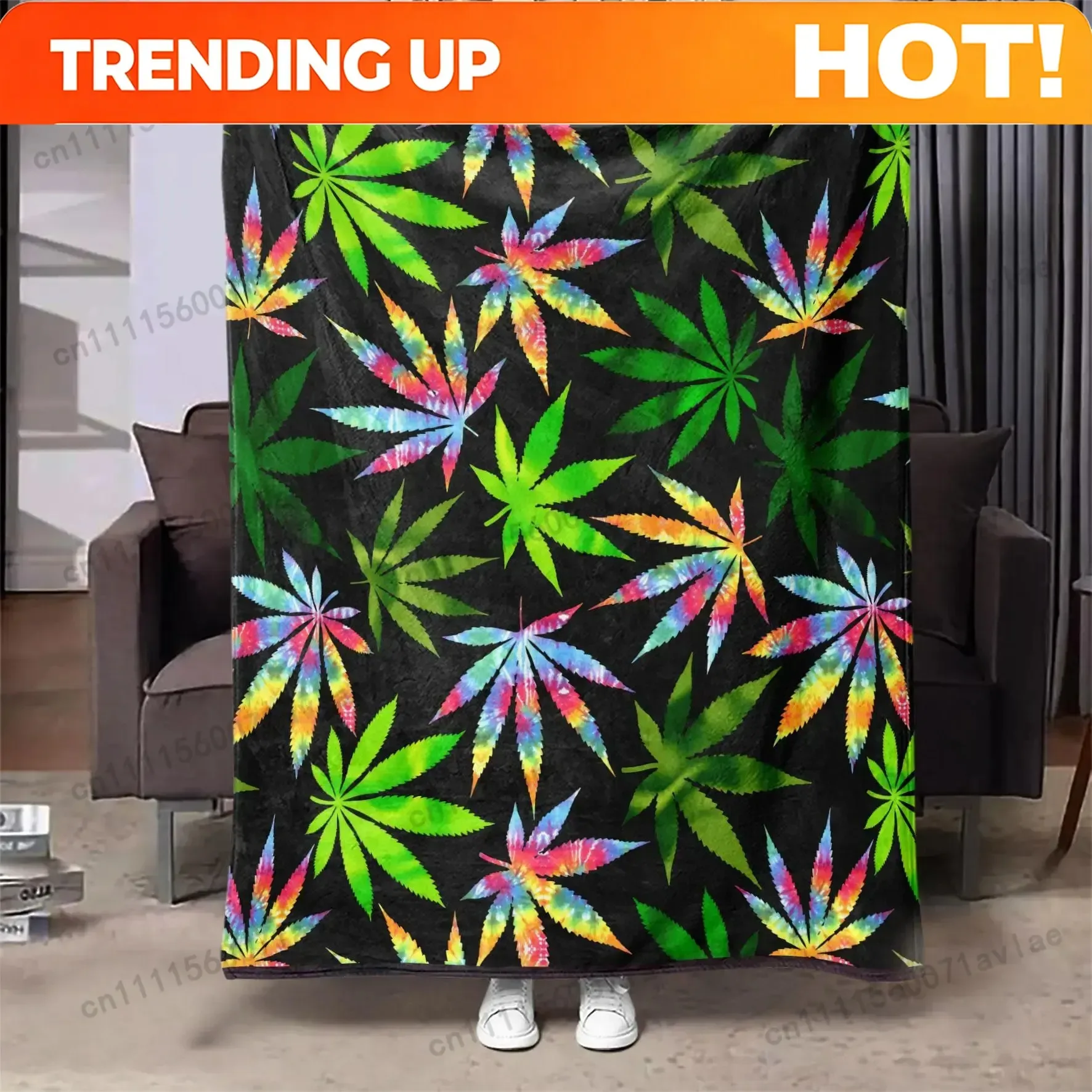 Customize Tropical Leaf Pattern Printed Blanket, 1 Count Colorful Soft Warm Nap Throw Blanket, Air-conditioned Room Blanket for