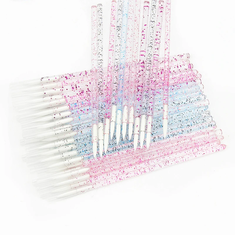 50pc 일회용 아이 라이너 메이크업 브러쉬 크리스탈 핸들 소프트 섬유 립 라인 아웃 라인 브러쉬 아이 섀도우 블렌딩 애플리케이터 뷰티 도구