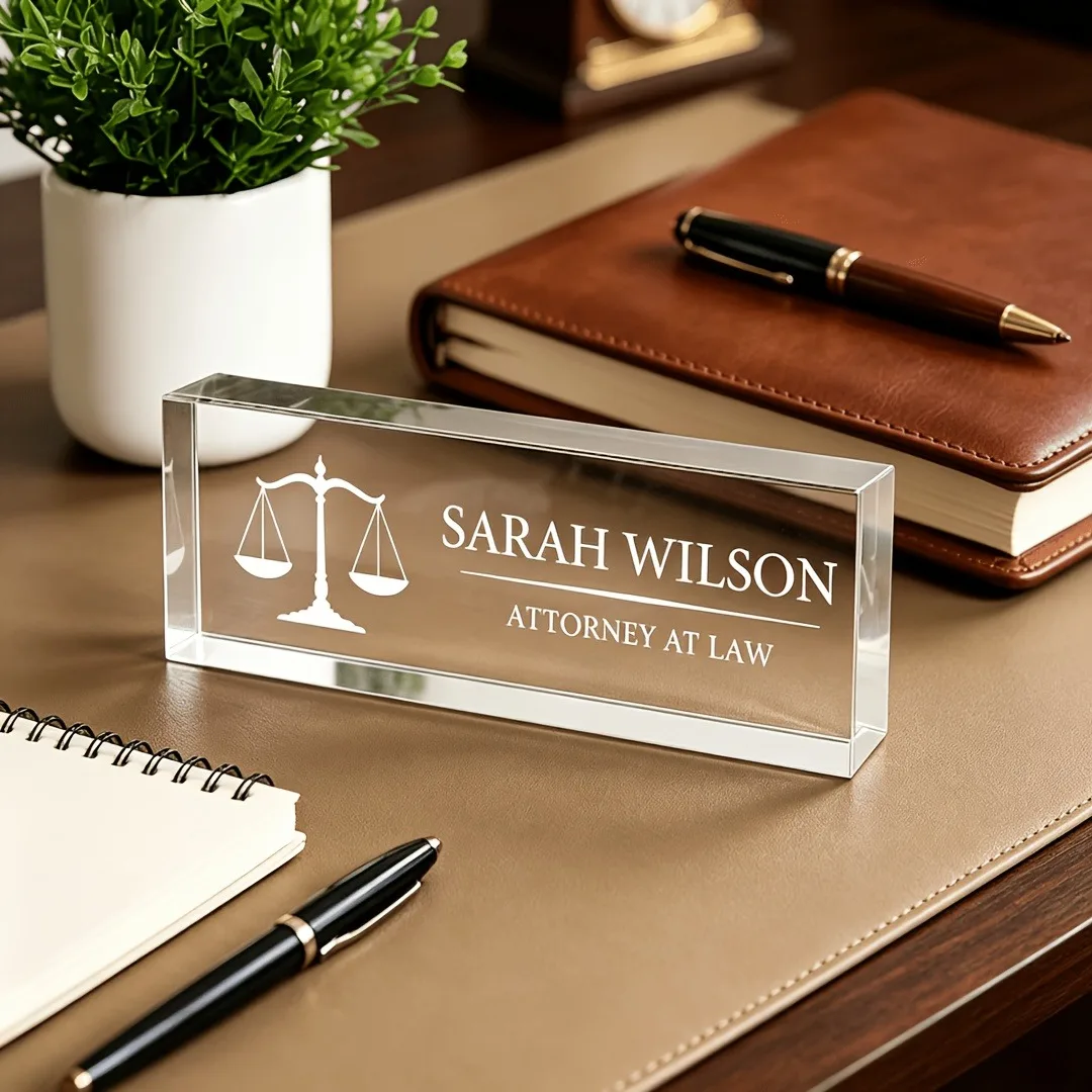 Personalized Lawyer & Judge Acrylic Desk Name Plate, Custom Clear Sign, Law School Graduation Attorney Thank‑You Gift view 5