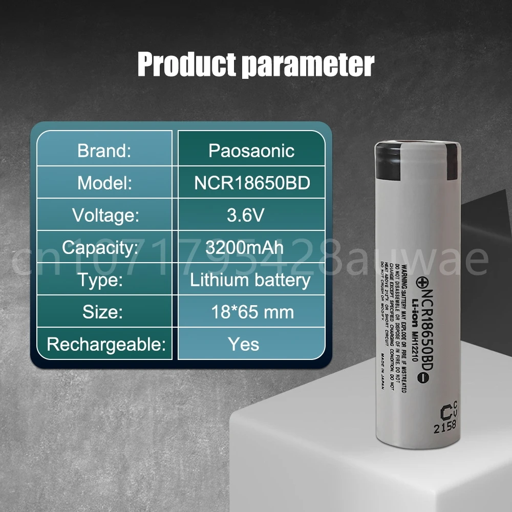 La batería de litio NCR18650BD 3,7 V 3200 mah se puede recargable, para instrumentos electrónicos se puede montar batería de alimentación