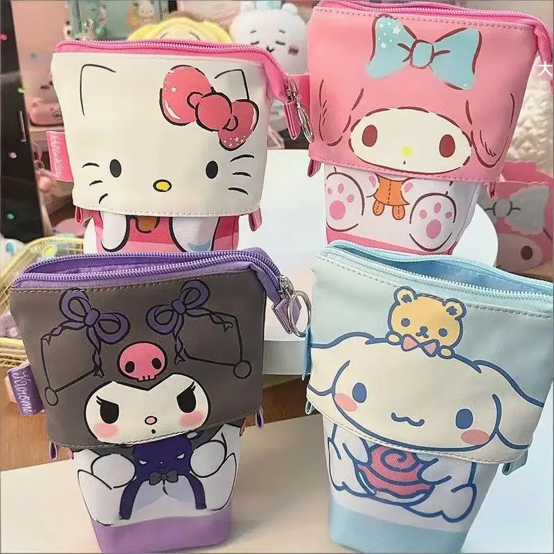 

Sanrio Hello Kitty My Melody Cute Canvas Stationery Pouch Expandable Large Capacity Zipper Pencil Case Storage Holiday Gift