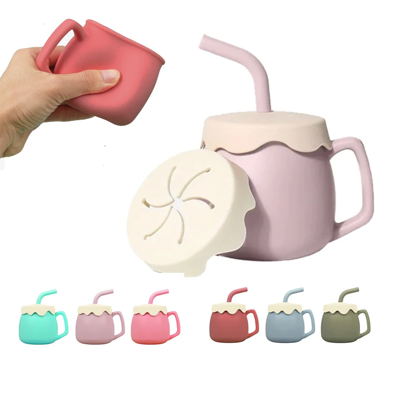 

Baby Feeding Cups Portable Drinkware Sippy Cup Solid Food Container Snack Cup Toddlers Learning Cups Newborn supplies