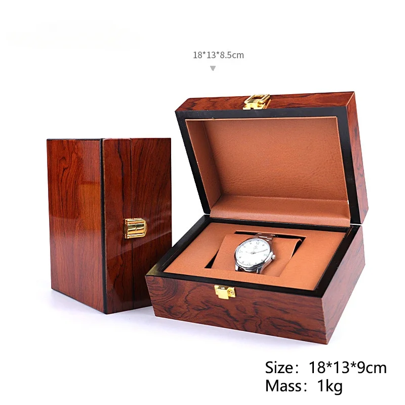 Customizable High Grade Baking Varnish Surface Brown Watch Box Grey Watches Case  Boxes for Luxury Gift  Jewlery Organizer