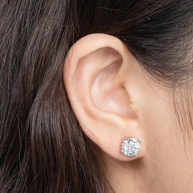 0,1-5CT 4-Krallen Moissanit Ohrstecker für Damen S925 Silber 18k Vergoldet Braut Hochzeit Feiner Schmuck – Detail 8